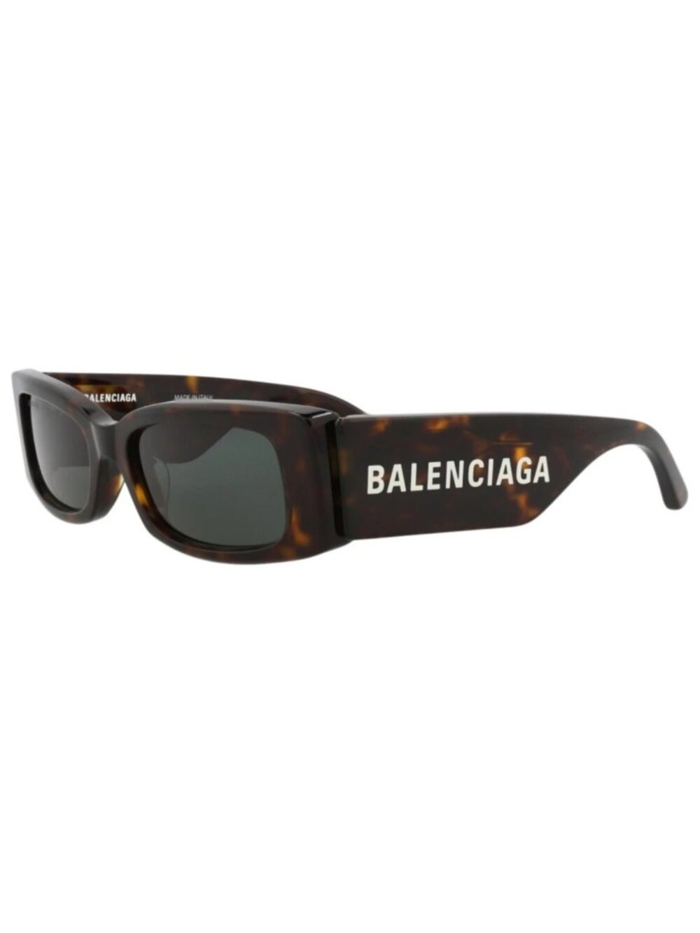 New Balenciaga Women's Sunglasses Square Rectangle Recycled Acetate Frame Havana